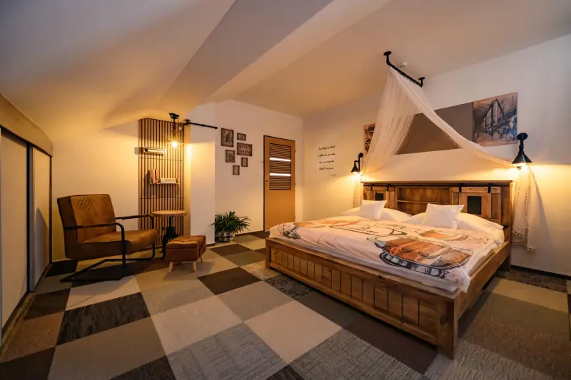 Izba Apartmán Kriváň Deluxe s wellness na izbe v PROAD PLUS s.r.o. – Spálňa v Apartmáne Kriváň Deluxe