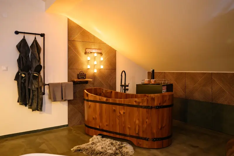 Izba Apartmán Kriváň Deluxe s wellness na izbe v PROAD PLUS s.r.o. – Súkromný kúpeľ v Apartmáne Kriváň Deluxe